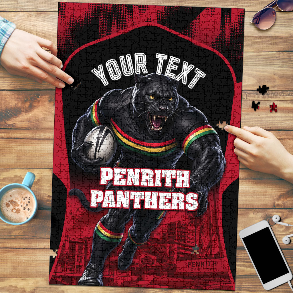 Personalised Penrith Panthers Mascot Rugby Puzzle Penrith New South Wales Athletic Graphic Print