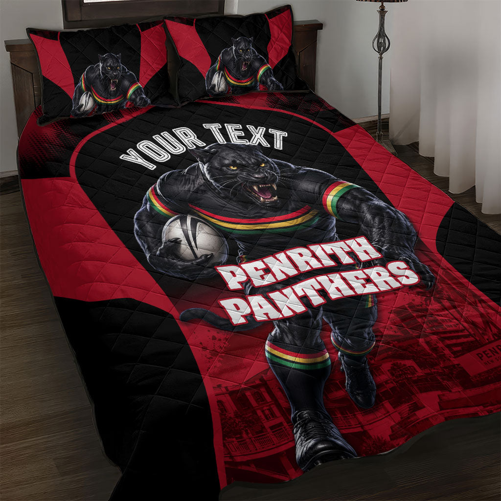 Personalised Penrith Panthers Mascot Rugby Quilt Bed Set Penrith New South Wales Athletic Graphic Print
