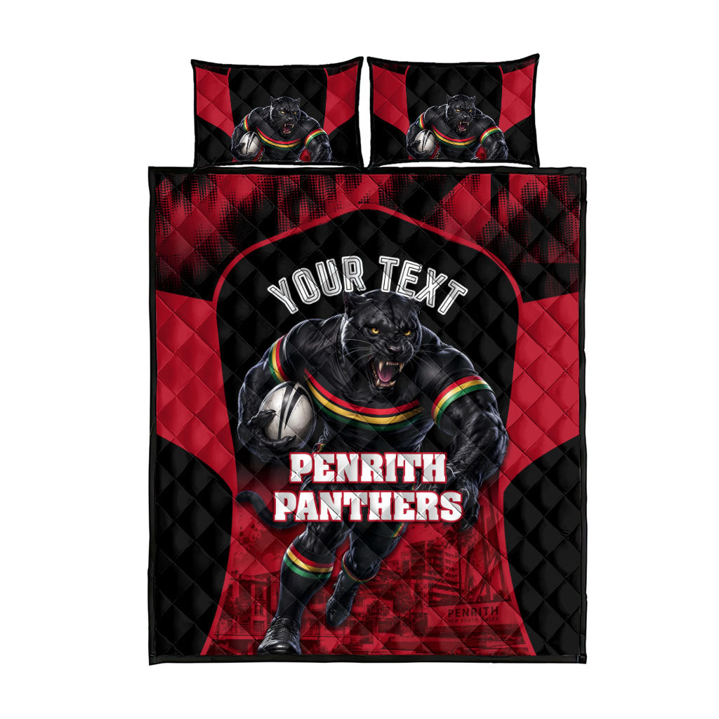 Personalised Penrith Panthers Mascot Rugby Quilt Bed Set Penrith New South Wales Athletic Graphic Print