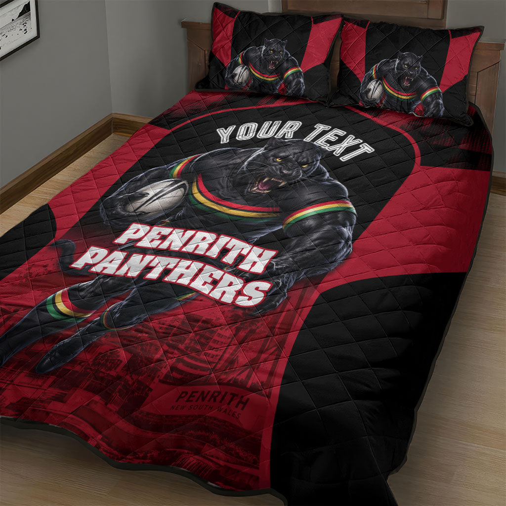 Personalised Penrith Panthers Mascot Rugby Quilt Bed Set Penrith New South Wales Athletic Graphic Print