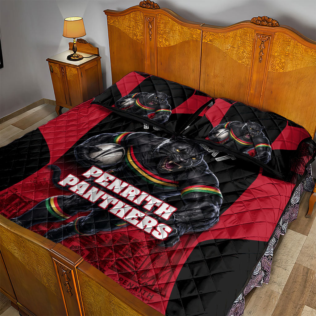 Personalised Penrith Panthers Mascot Rugby Quilt Bed Set Penrith New South Wales Athletic Graphic Print
