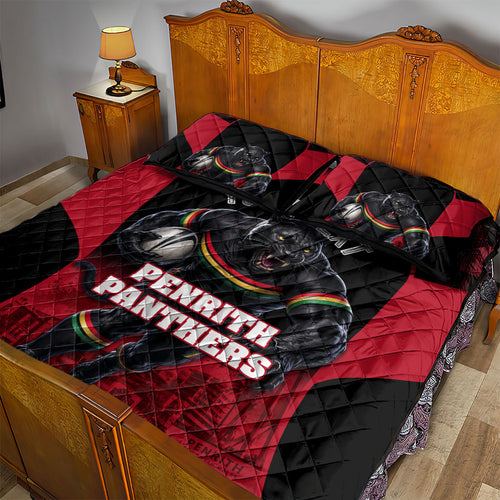 Personalised Penrith Panthers Mascot Rugby Quilt Bed Set Penrith New South Wales Athletic Graphic Print