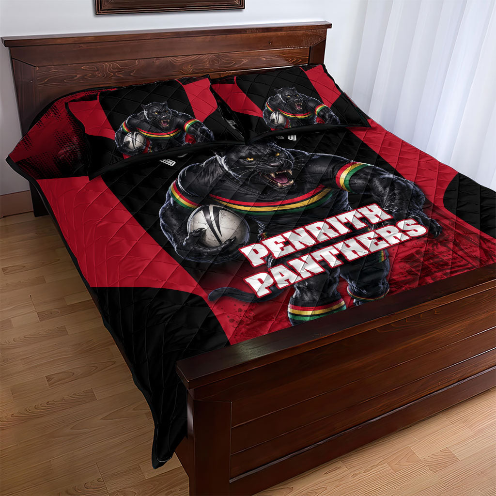 Personalised Penrith Panthers Mascot Rugby Quilt Bed Set Penrith New South Wales Athletic Graphic Print