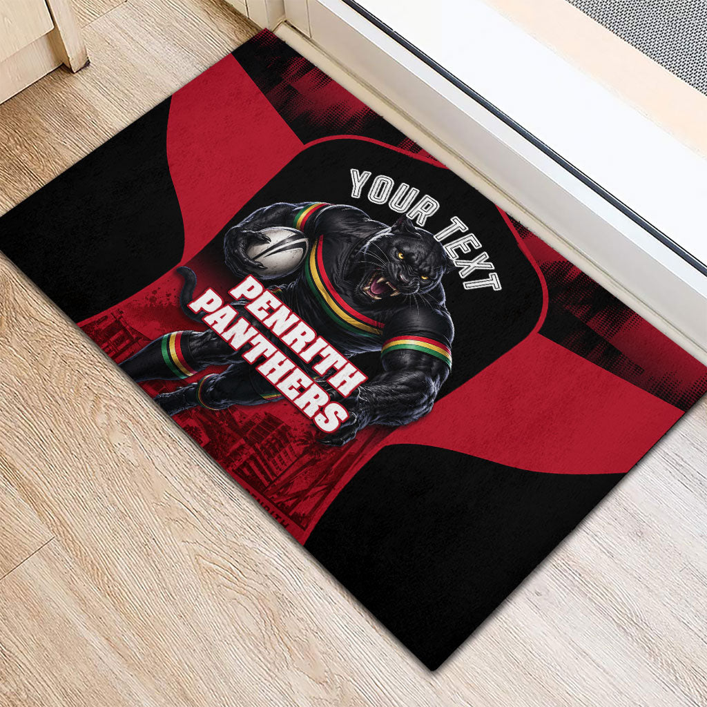 Personalised Penrith Panthers Mascot Rugby Rubber Doormat Penrith New South Wales Athletic Graphic Print