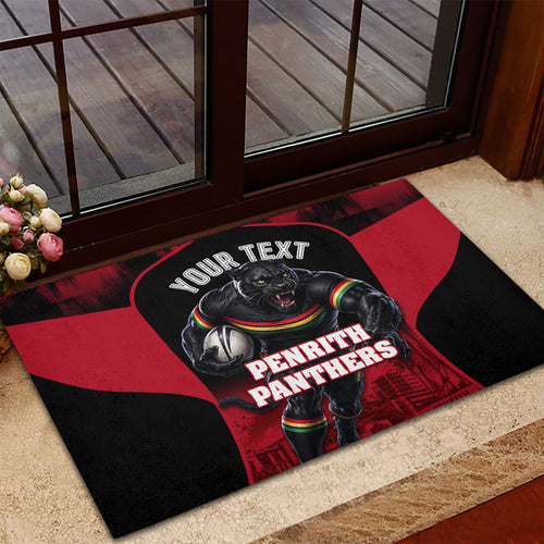 Personalised Penrith Panthers Mascot Rugby Rubber Doormat Penrith New South Wales Athletic Graphic Print
