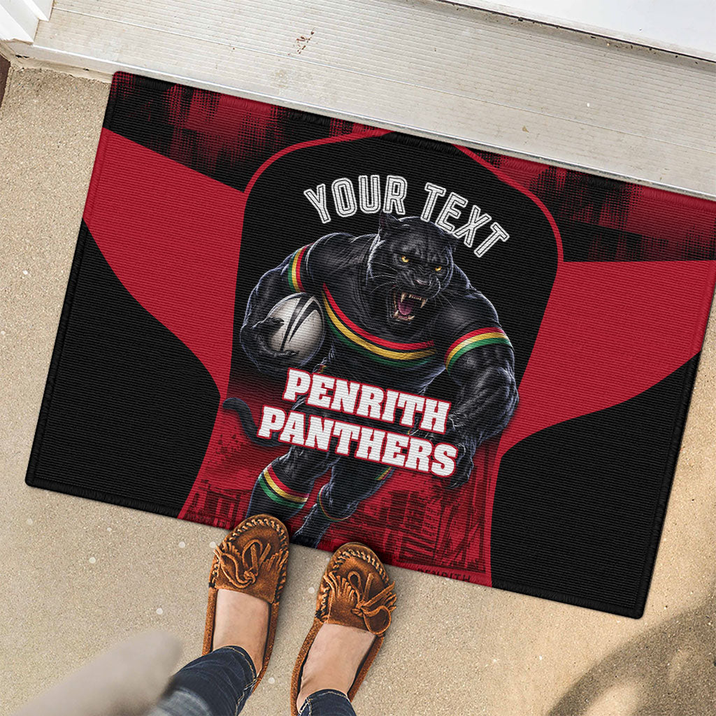 Personalised Penrith Panthers Mascot Rugby Rubber Doormat Penrith New South Wales Athletic Graphic Print