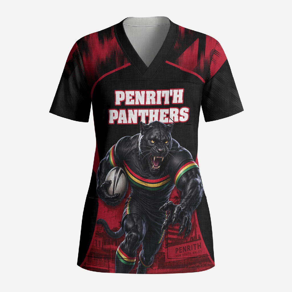 Personalised Penrith Panthers Mascot Rugby Scrub Top Penrith New South Wales Athletic Graphic Print