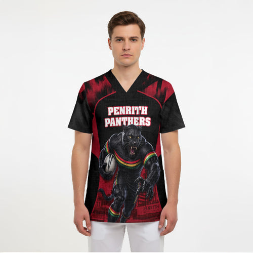 Personalised Penrith Panthers Mascot Rugby Scrub Top Penrith New South Wales Athletic Graphic Print