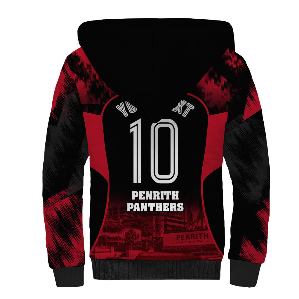Personalised Penrith Panthers Mascot Rugby Sherpa Hoodie Penrith New South Wales Athletic Graphic Print