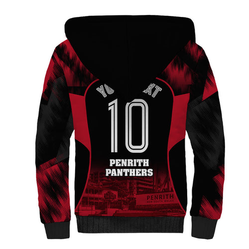 Personalised Penrith Panthers Mascot Rugby Sherpa Hoodie Penrith New South Wales Athletic Graphic Print