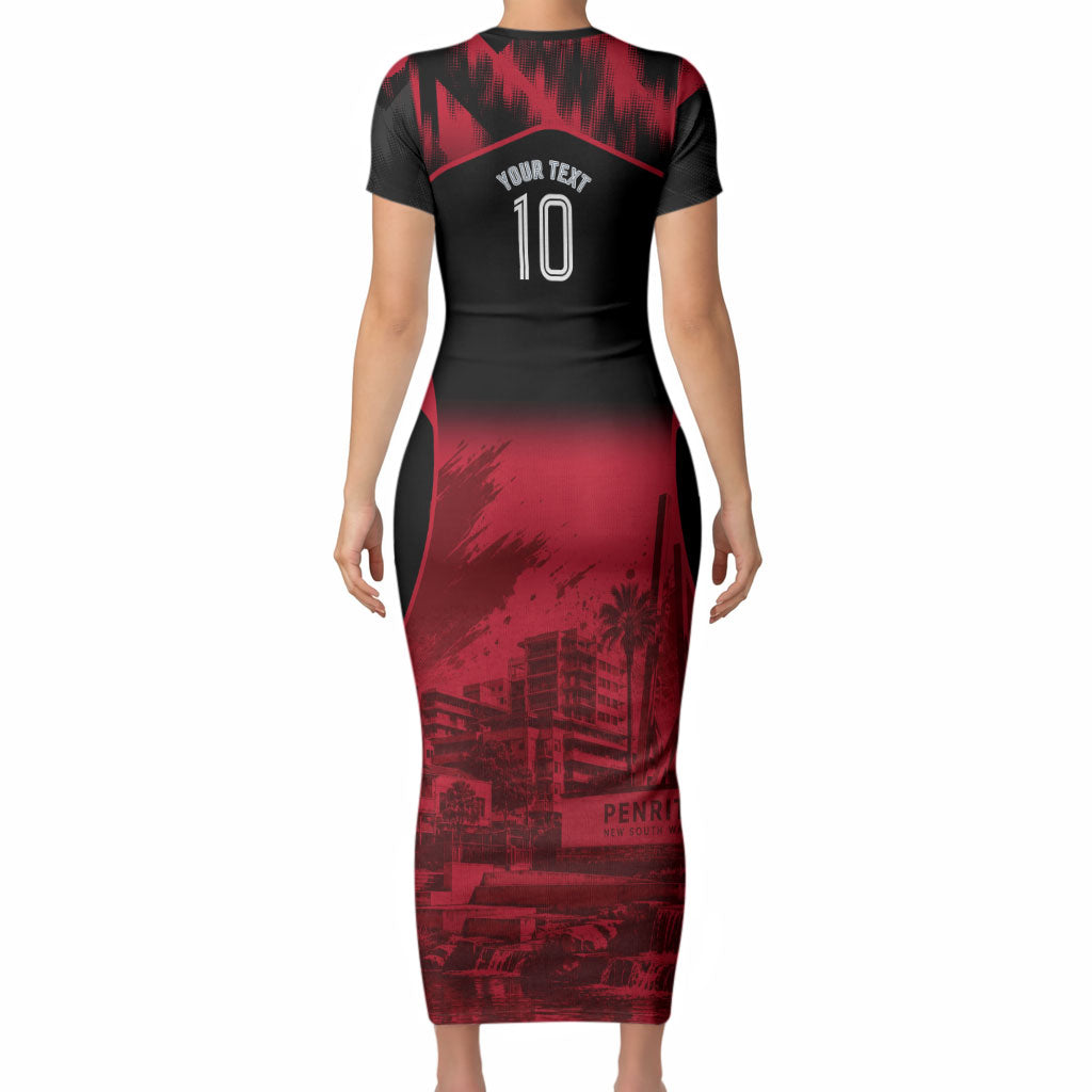 Personalised Penrith Panthers Mascot Rugby Short Sleeve Bodycon Dress Penrith New South Wales Athletic Graphic Print