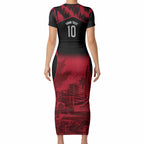 Personalised Penrith Panthers Mascot Rugby Short Sleeve Bodycon Dress Penrith New South Wales Athletic Graphic Print