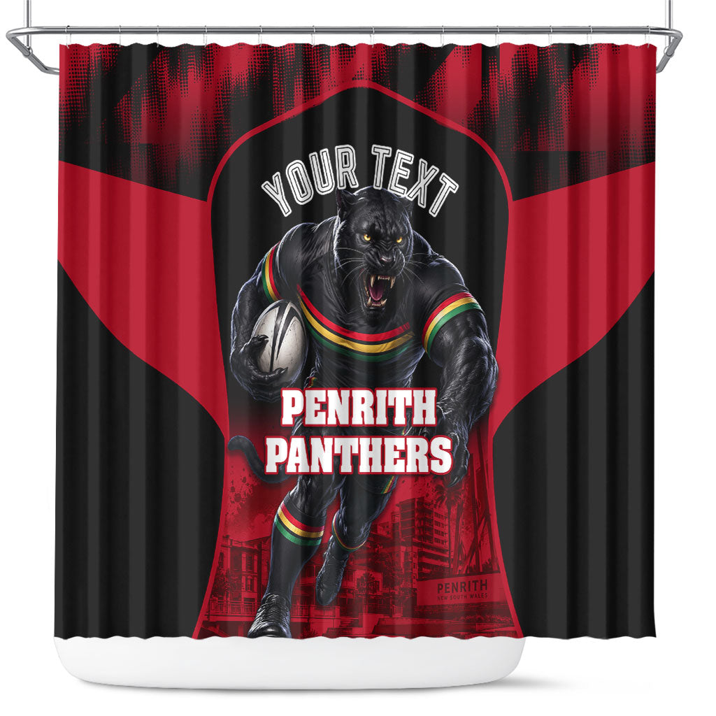 Personalised Penrith Panthers Mascot Rugby Shower Curtain Penrith New South Wales Athletic Graphic Print