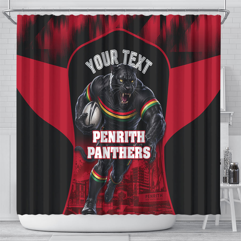 Personalised Penrith Panthers Mascot Rugby Shower Curtain Penrith New South Wales Athletic Graphic Print