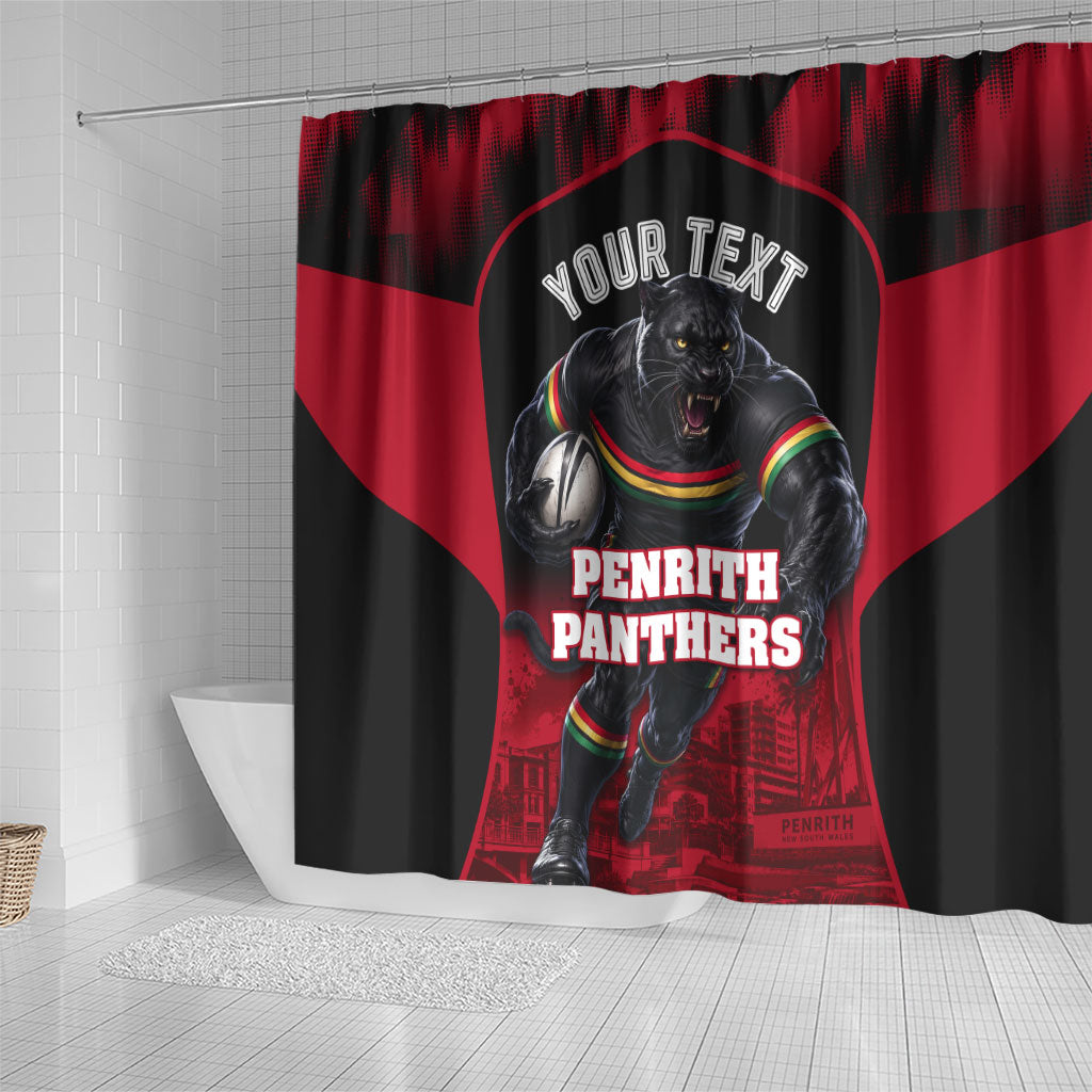 Personalised Penrith Panthers Mascot Rugby Shower Curtain Penrith New South Wales Athletic Graphic Print