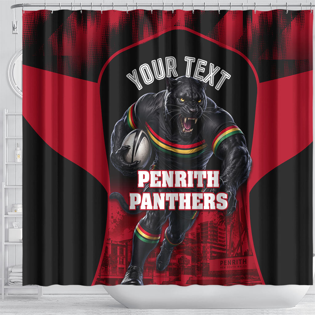 Personalised Penrith Panthers Mascot Rugby Shower Curtain Penrith New South Wales Athletic Graphic Print