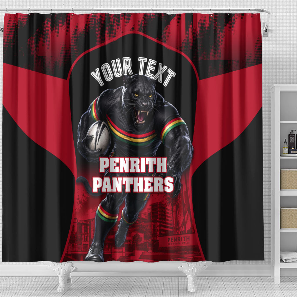 Personalised Penrith Panthers Mascot Rugby Shower Curtain Penrith New South Wales Athletic Graphic Print