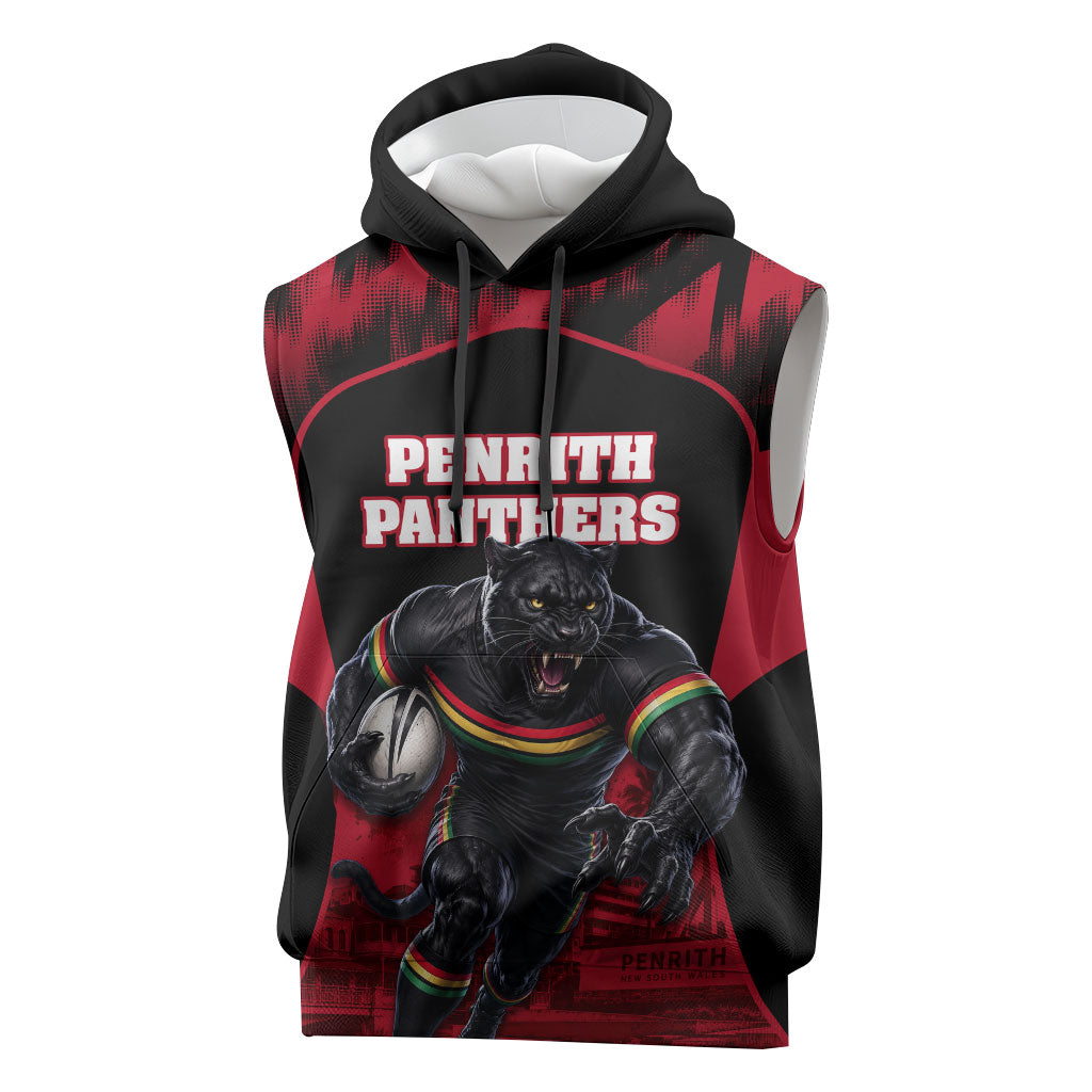 Personalised Penrith Panthers Mascot Rugby Sleeveless Hoodie Penrith New South Wales Athletic Graphic Print