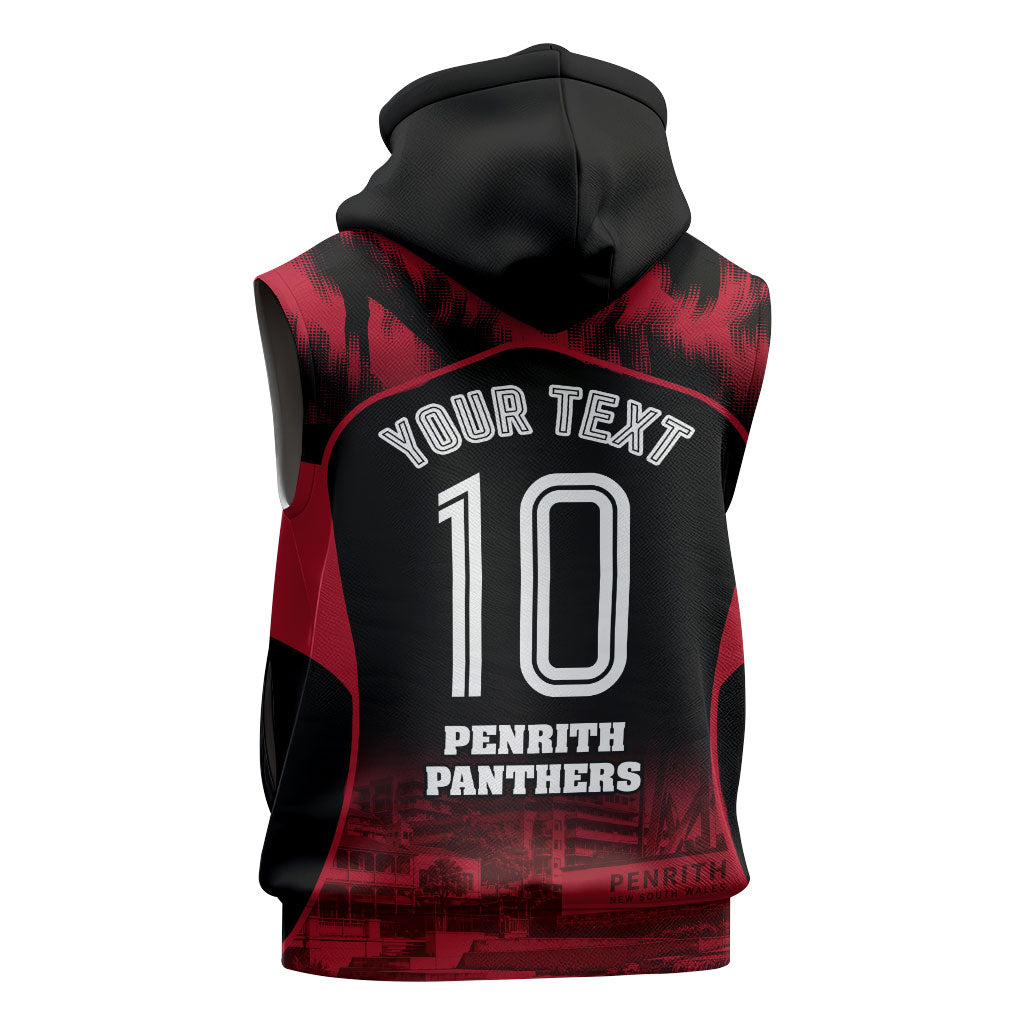 Personalised Penrith Panthers Mascot Rugby Sleeveless Hoodie Penrith New South Wales Athletic Graphic Print