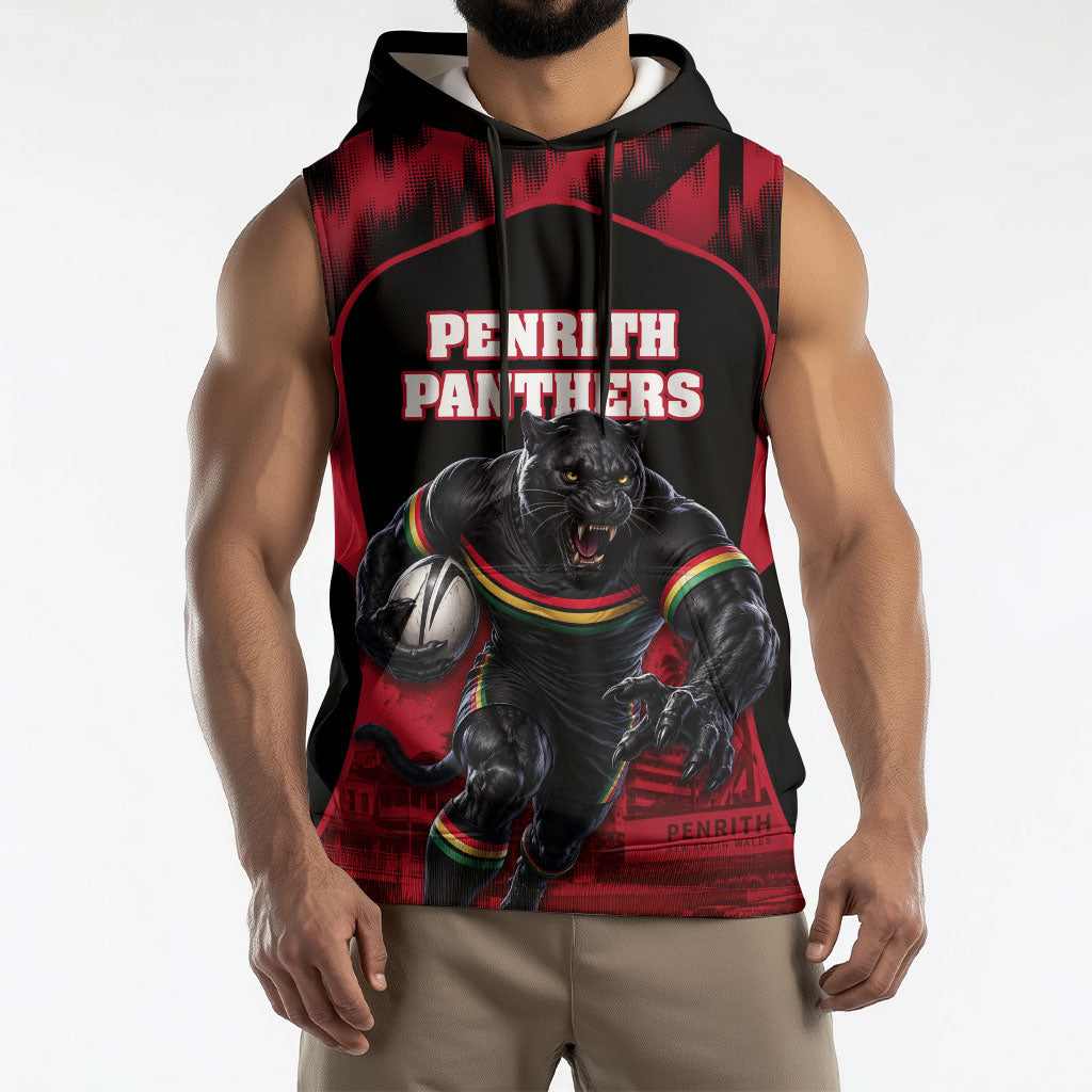 Personalised Penrith Panthers Mascot Rugby Sleeveless Hoodie Penrith New South Wales Athletic Graphic Print