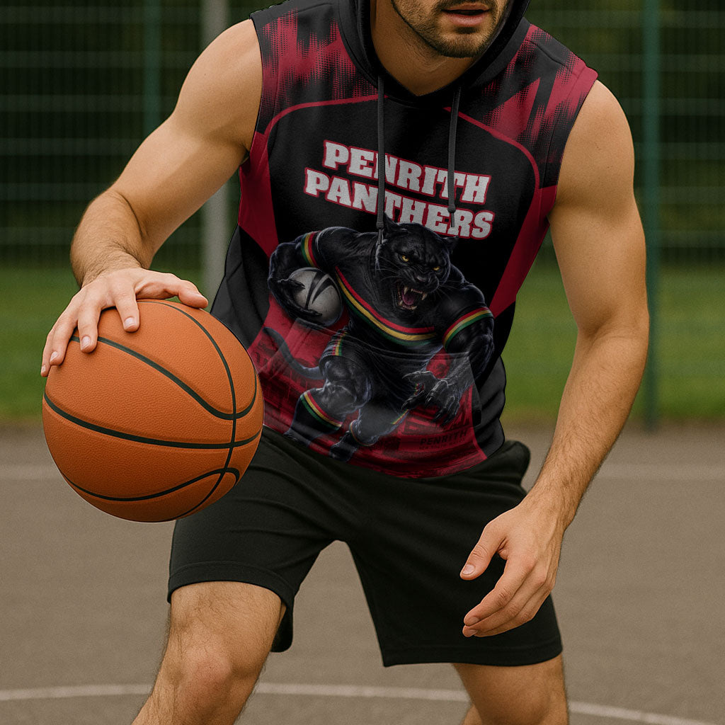 Personalised Penrith Panthers Mascot Rugby Sleeveless Hoodie Penrith New South Wales Athletic Graphic Print