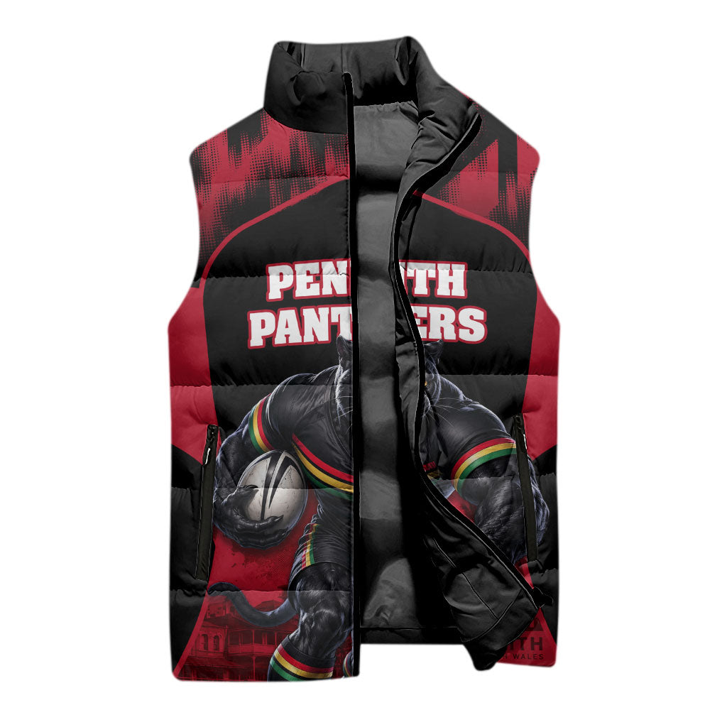Personalised Penrith Panthers Mascot Rugby Sleeveless Puffer Jacket Penrith New South Wales Athletic Graphic Print