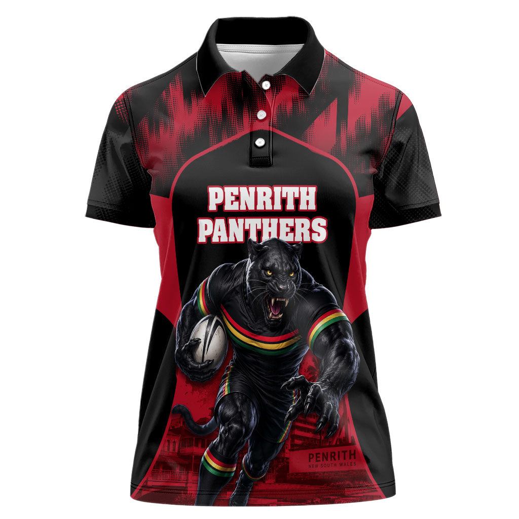 Personalised Penrith Panthers Mascot Rugby Women Polo Shirt Penrith New South Wales Athletic Graphic Print