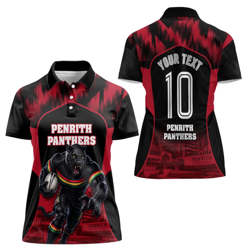 Personalised Penrith Panthers Mascot Rugby Women Polo Shirt Penrith New South Wales Athletic Graphic Print
