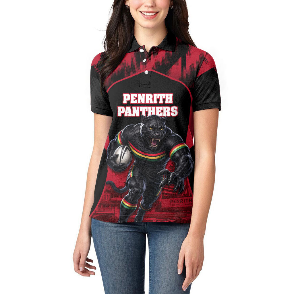 Personalised Penrith Panthers Mascot Rugby Women Polo Shirt Penrith New South Wales Athletic Graphic Print