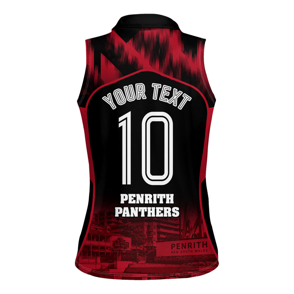 Personalised Penrith Panthers Mascot Rugby Women Sleeveless Polo Shirt Penrith New South Wales Athletic Graphic Print