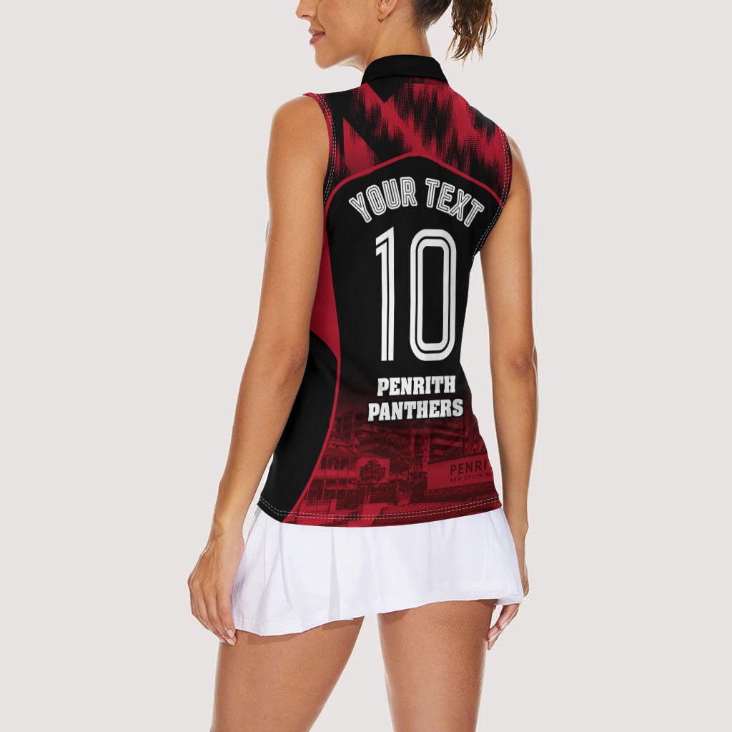 Personalised Penrith Panthers Mascot Rugby Women Sleeveless Polo Shirt Penrith New South Wales Athletic Graphic Print