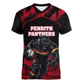 Personalised Penrith Panthers Mascot Rugby Women V-Neck T-Shirt Penrith New South Wales Athletic Graphic Print