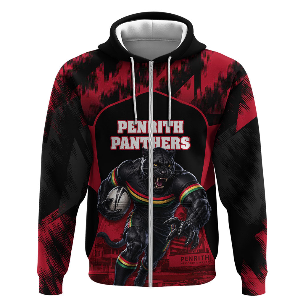 Personalised Penrith Panthers Mascot Rugby Zip Hoodie Penrith New South Wales Athletic Graphic Print