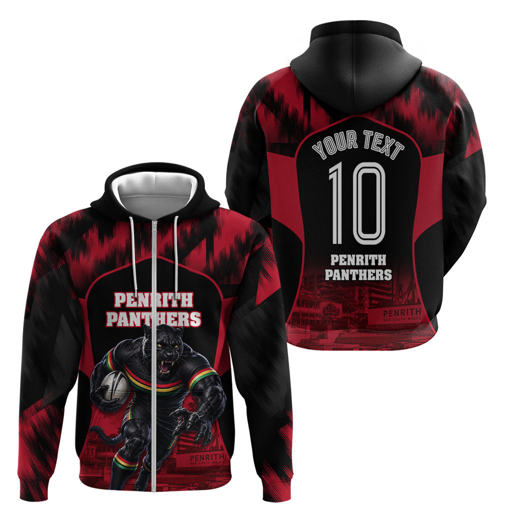 Personalised Penrith Panthers Mascot Rugby Zip Hoodie Penrith New South Wales Athletic Graphic Print