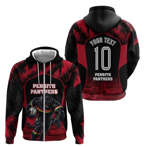 Personalised Penrith Panthers Mascot Rugby Zip Hoodie Penrith New South Wales Athletic Graphic Print
