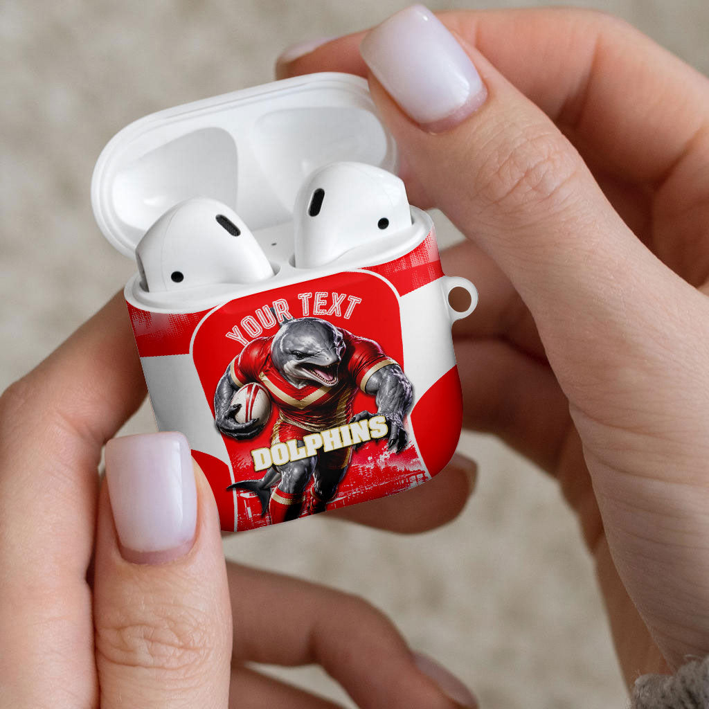 Personalised Dolphins Mascot Rugby AirPods Case Redcliffe Peninsula Athletic Graphic Print