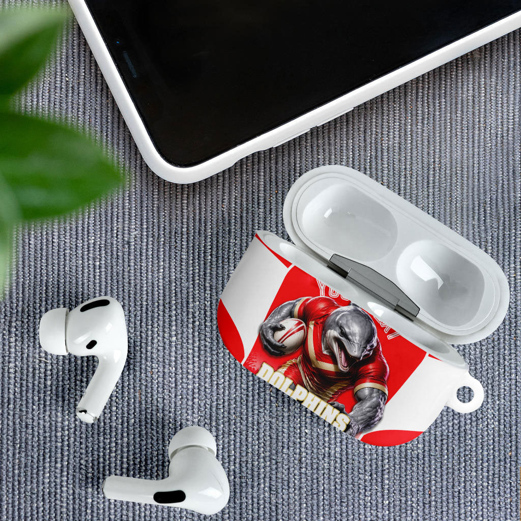 Personalised Dolphins Mascot Rugby AirPods Case Redcliffe Peninsula Athletic Graphic Print