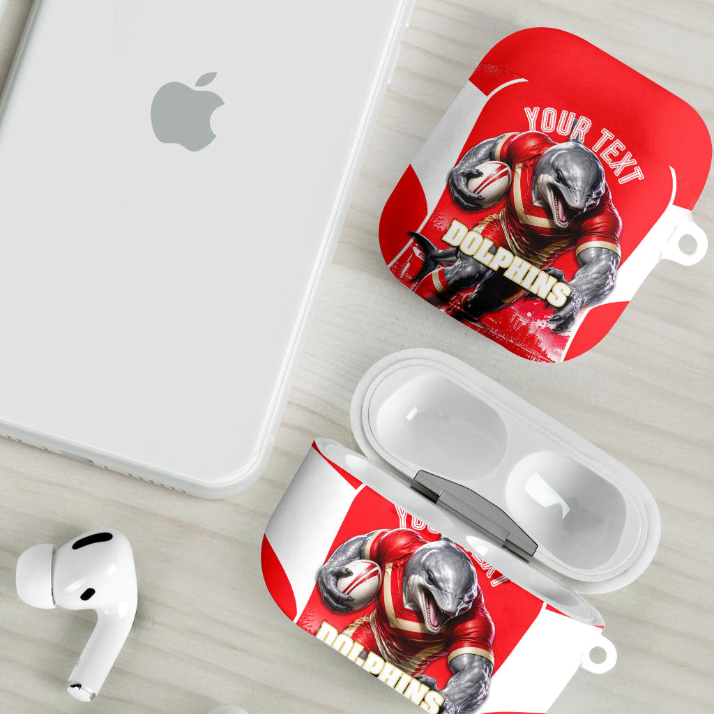 Personalised Dolphins Mascot Rugby AirPods Case Redcliffe Peninsula Athletic Graphic Print