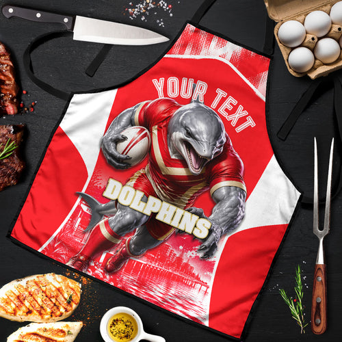Personalised Dolphins Mascot Rugby Apron Redcliffe Peninsula Athletic Graphic Print