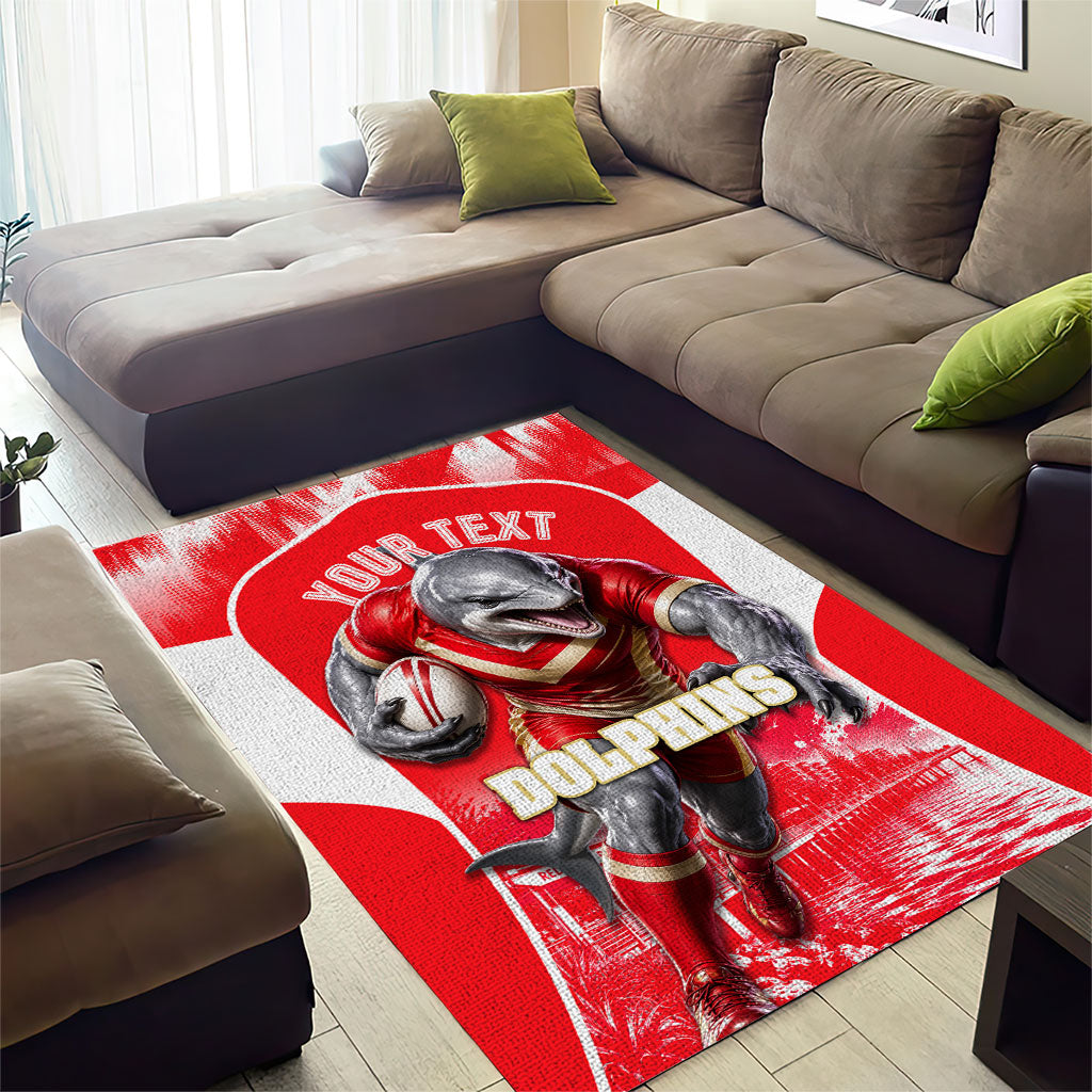 Personalised Dolphins Mascot Rugby Area Rug Redcliffe Peninsula Athletic Graphic Print