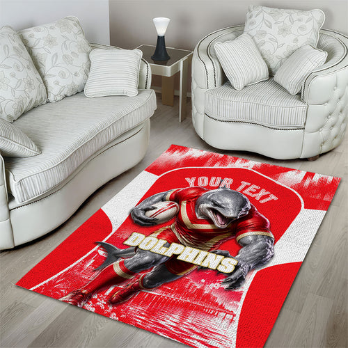 Personalised Dolphins Mascot Rugby Area Rug Redcliffe Peninsula Athletic Graphic Print