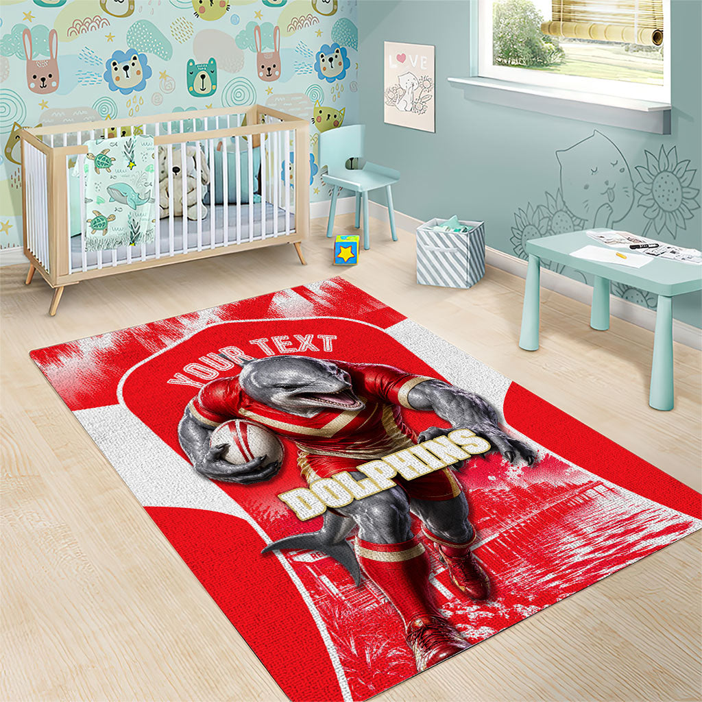 Personalised Dolphins Mascot Rugby Area Rug Redcliffe Peninsula Athletic Graphic Print