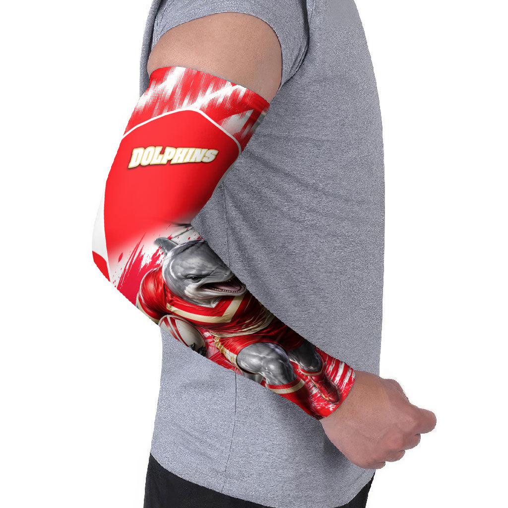 Personalised Dolphins Mascot Rugby Arm Sleeves Redcliffe Peninsula Athletic Graphic Print
