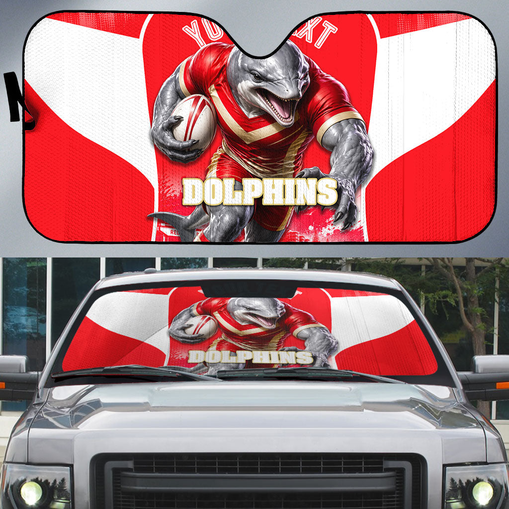 Personalised Dolphins Mascot Rugby Auto Sun Shade Redcliffe Peninsula Athletic Graphic Print