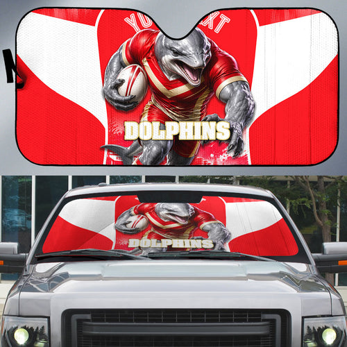 Personalised Dolphins Mascot Rugby Auto Sun Shade Redcliffe Peninsula Athletic Graphic Print