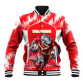 Personalised Dolphins Mascot Rugby Baseball Jacket Redcliffe Peninsula Athletic Graphic Print