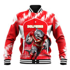 Personalised Dolphins Mascot Rugby Baseball Jacket Redcliffe Peninsula Athletic Graphic Print