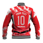 Personalised Dolphins Mascot Rugby Baseball Jacket Redcliffe Peninsula Athletic Graphic Print