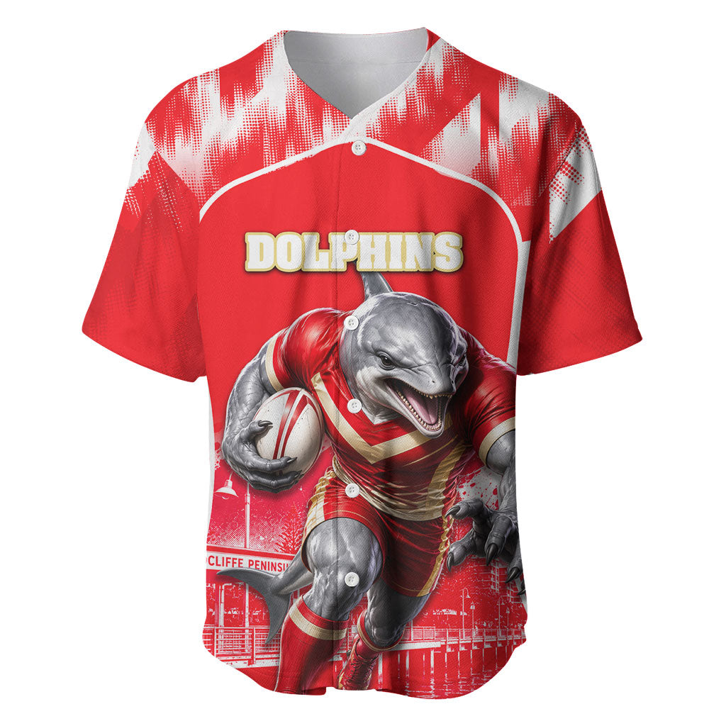 Personalised Dolphins Mascot Rugby Baseball Jersey Redcliffe Peninsula Athletic Graphic Print