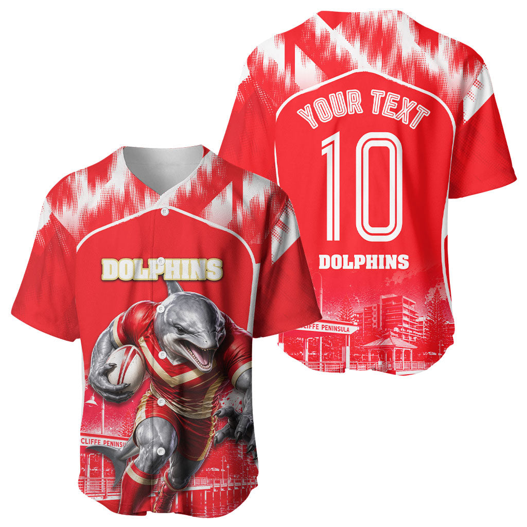 Personalised Dolphins Mascot Rugby Baseball Jersey Redcliffe Peninsula Athletic Graphic Print